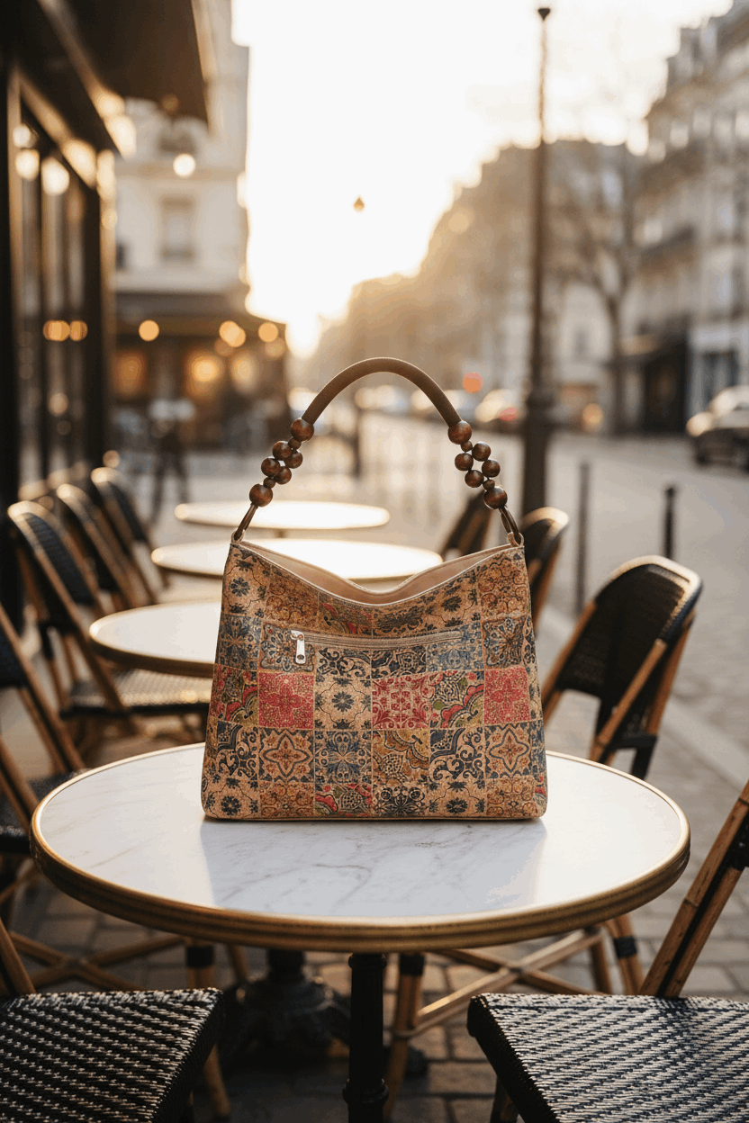 Sac hobo sur terrasse de café parisien