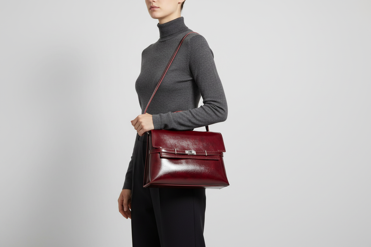 Sac à main porté épaule à boucle — mise en situation taille réelle
