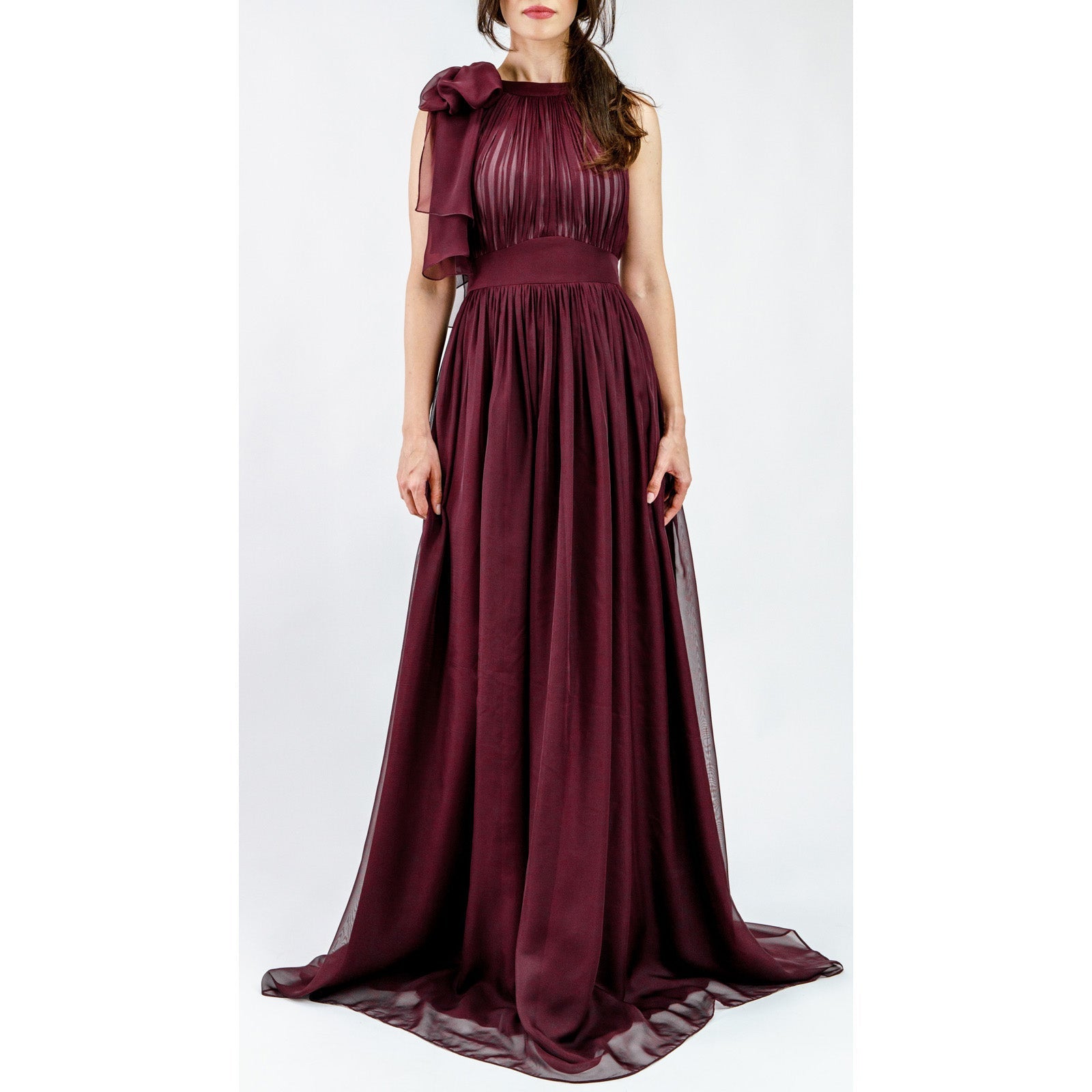 Robe de soirée plissée en mousseline et satin MyParisMonaco