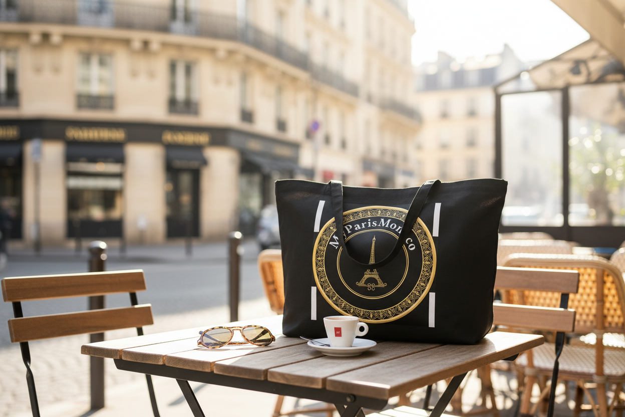 Tote bag MyParisMonaco – terrasse de café parisien