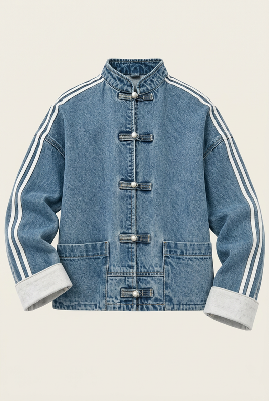 Veste bleue, vue de face