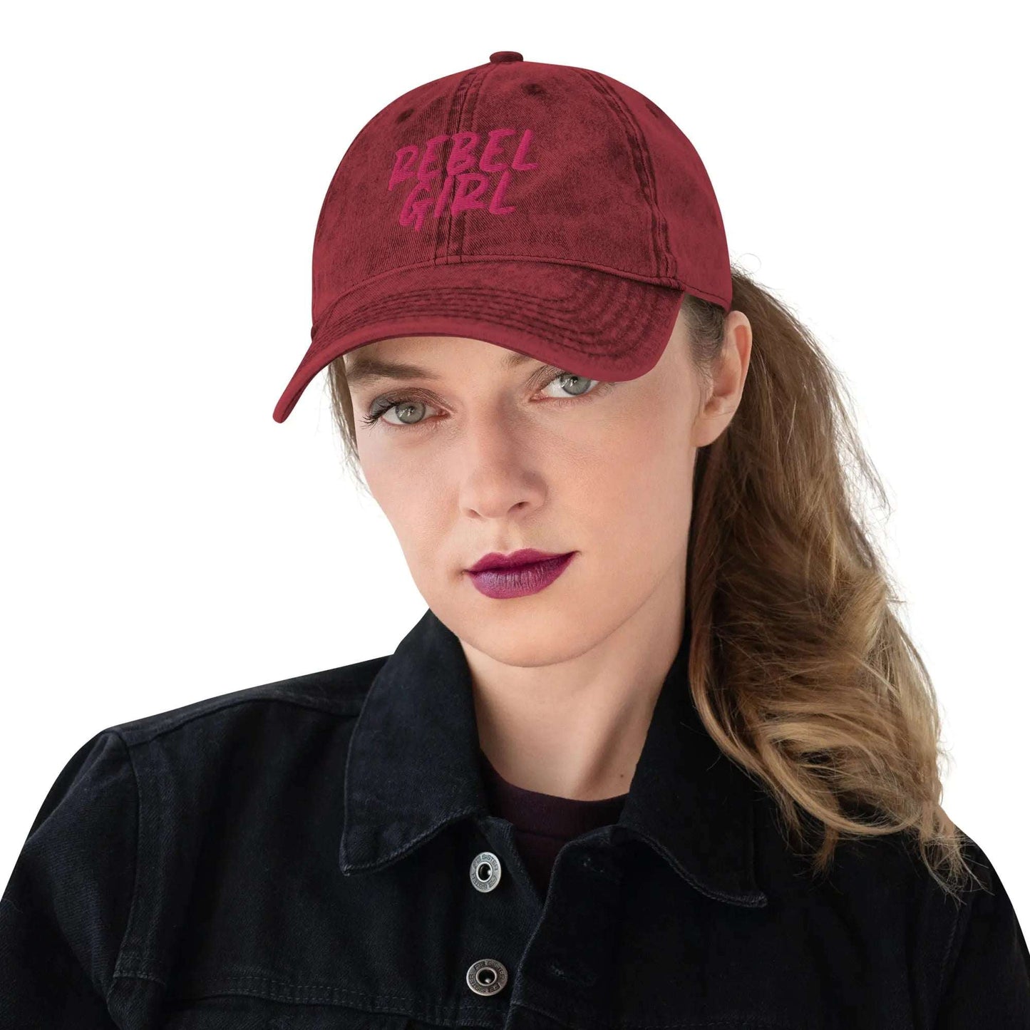 Casquette vintage rebel girl coton sergé