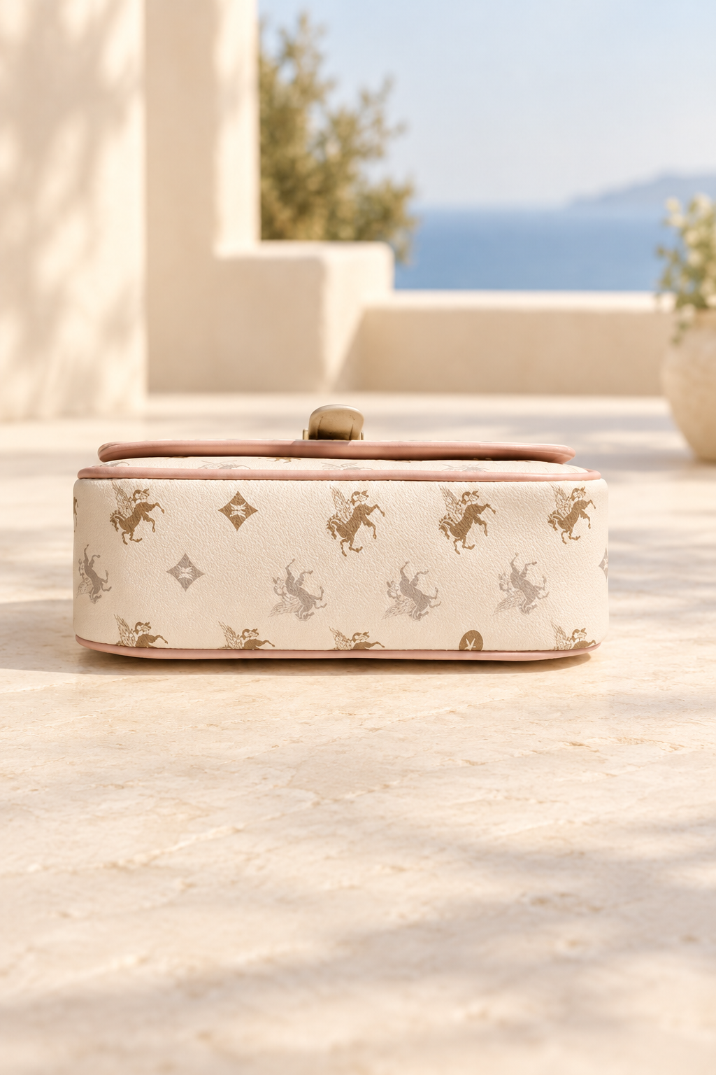 Vue du dessous du sac sur fond Riviera