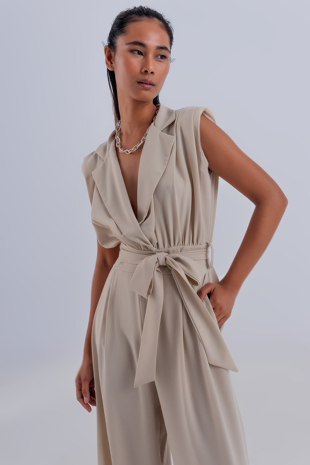 Combinaison jambe large beige MyParisMonaco