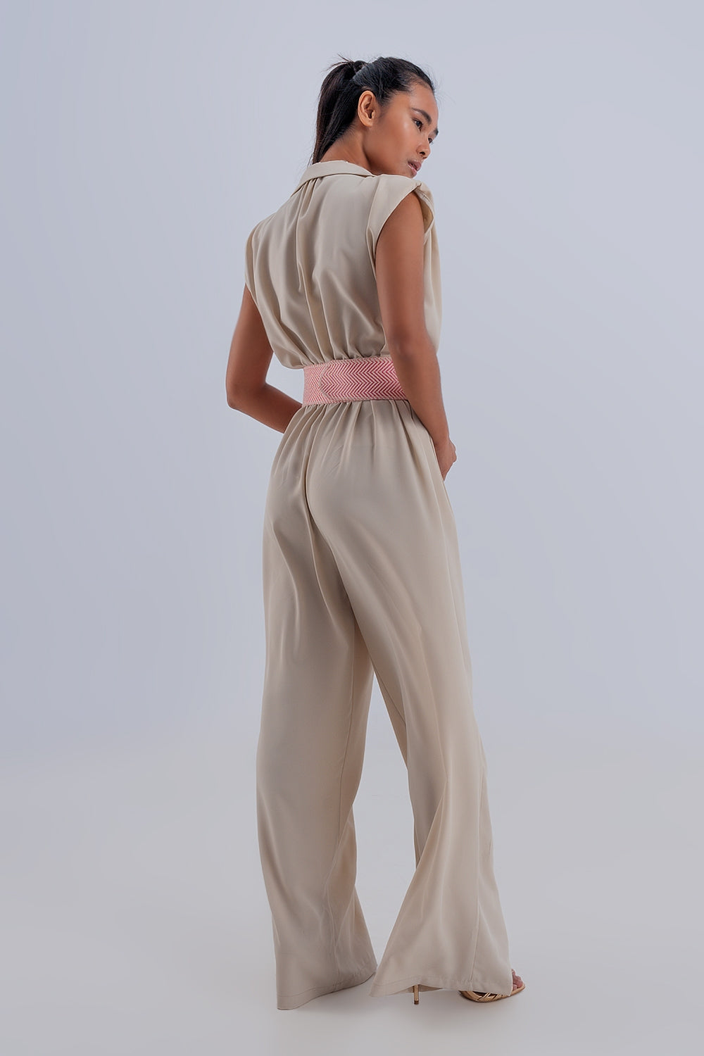 Combinaison jambe large beige MyParisMonaco